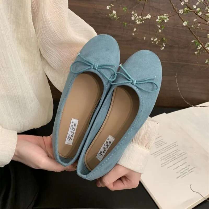 Female Loafers Ballet Flat Shoes Woman Classic Round Toe Bowtie Ballerina Flats Ladies Elegant Belt Buckle Strap Mary Janes