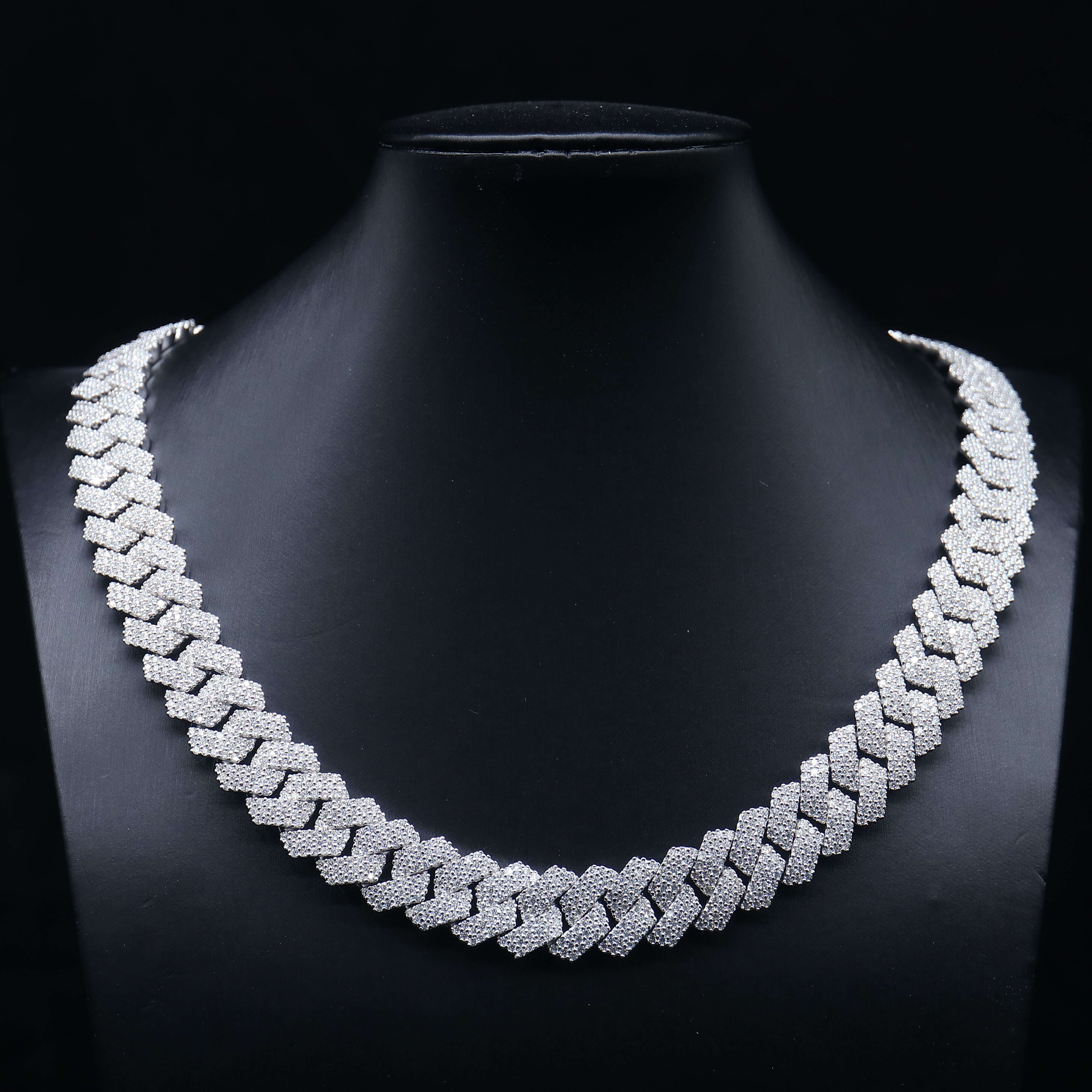 Wholesale Hip Hop Jewelry 3 Rows VVS Diamond S925 Sterling Silver Miami Cuban Chain Iced Out 15MM Moissanite Cuban Link Chain