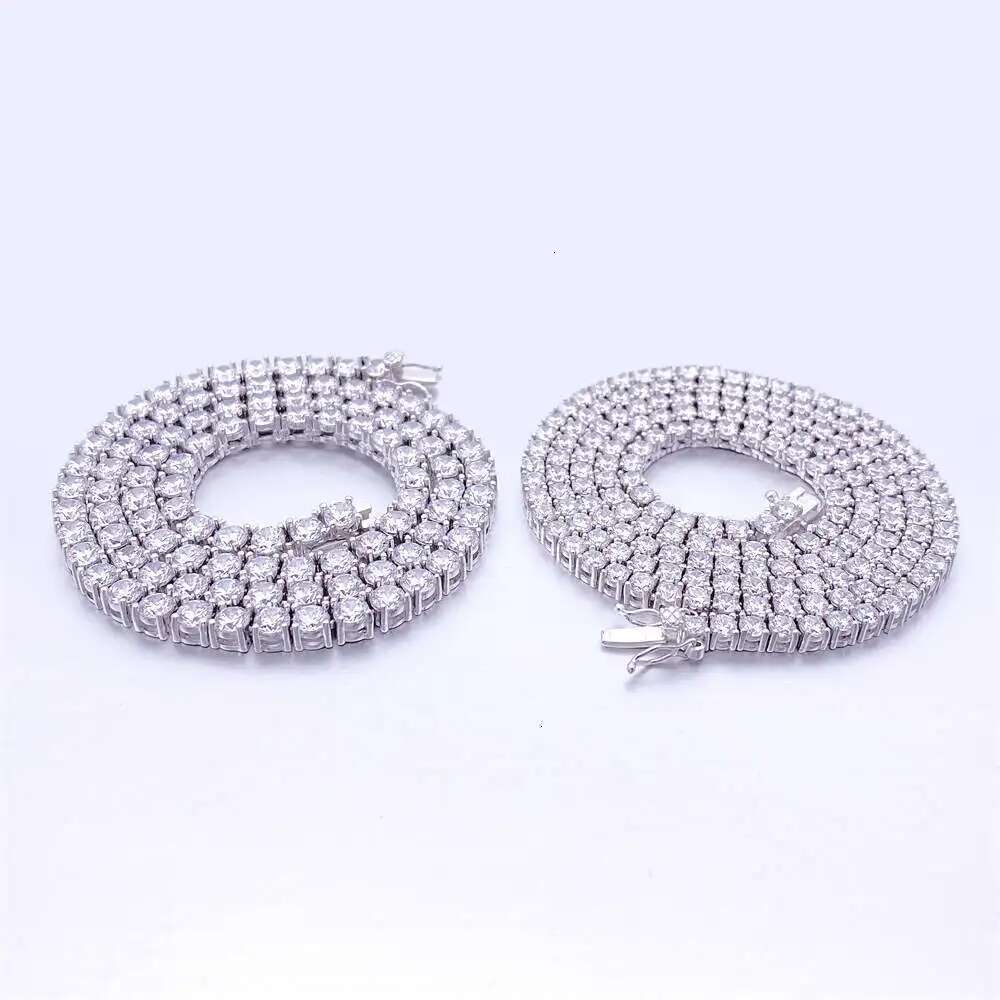 High End Hip Hop Necklace 5mm Moissanite Necklace 925 Sterling Silver Tennis Necklace