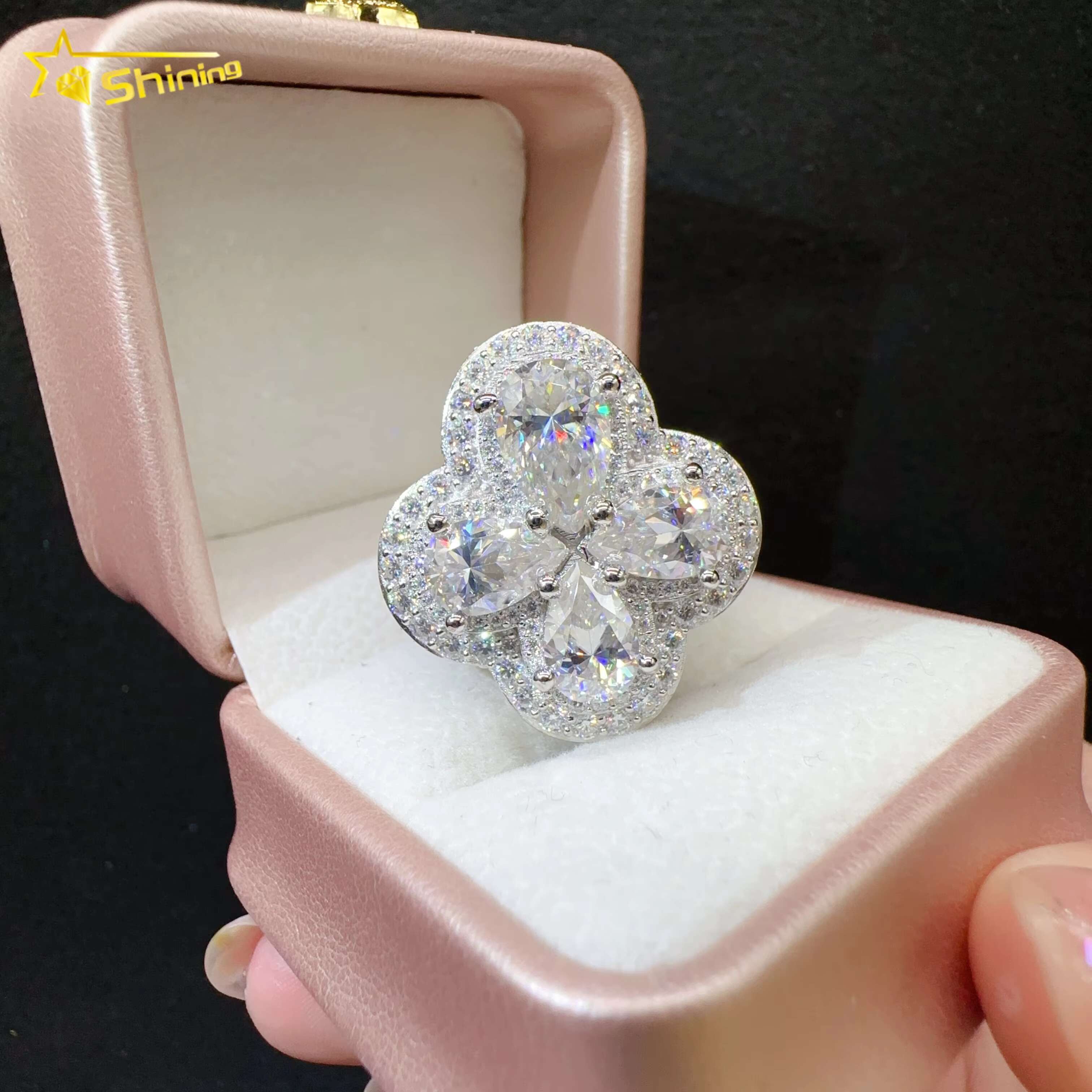 Hip Hop Iced Out Rings Custom Lab Diamond Vvs Moissanite Iced Out Jewelry Cross Ring