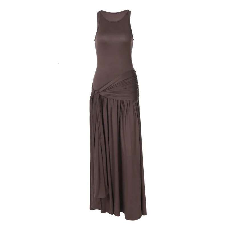 Dongdumaoyi Spring New Fashion Patchwork Ribbon Ruffle Slim Fit Street Style Solid Color Midi Women Dress