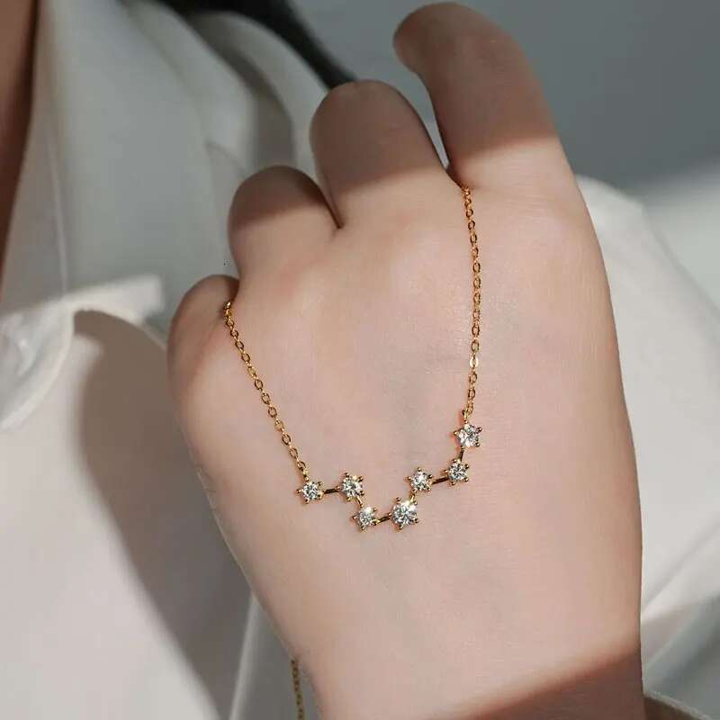 Anziw The Big Dipper Necklace Star D Moissasnite Pendant for Women Real S925 Silver Adjustable Chain Wedding Charm Jewelry Gift