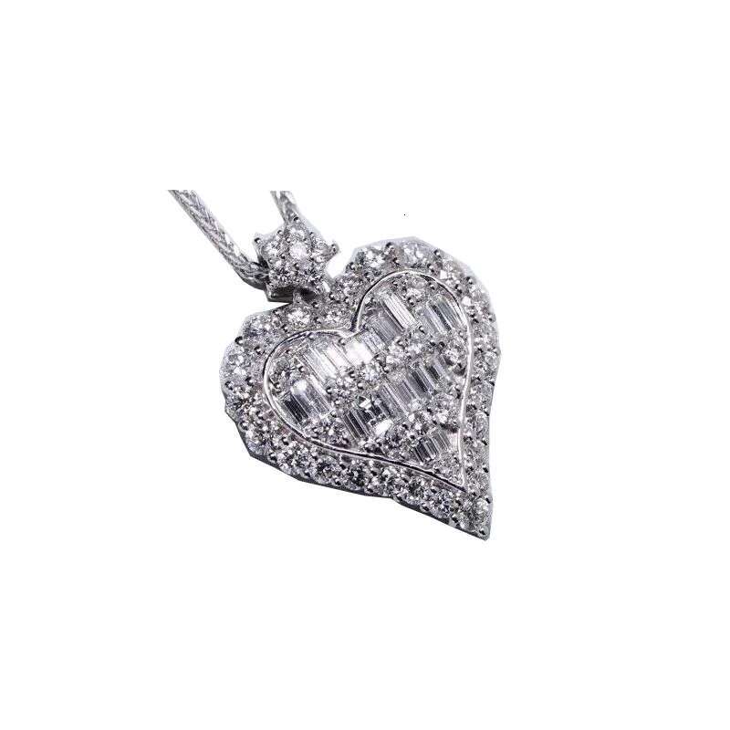 Heart Lab Diamond Pendant Real 925 Sterling Silver Party Wedding Pendants Chain Necklace For Women Charm moissanite Jewelry