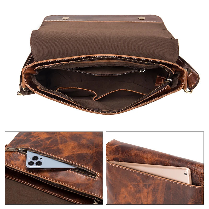 SCHLATUM 100% genuine leather mens shoulder bag messenger cross body small ner handbag Bolso Male 250326