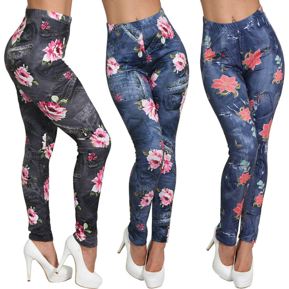 Women Yoga Pants New High Waisted Slim Fit Printed Yoga Outdoor Sports Running Leggings Fitness Women S Pants Flower Pattern