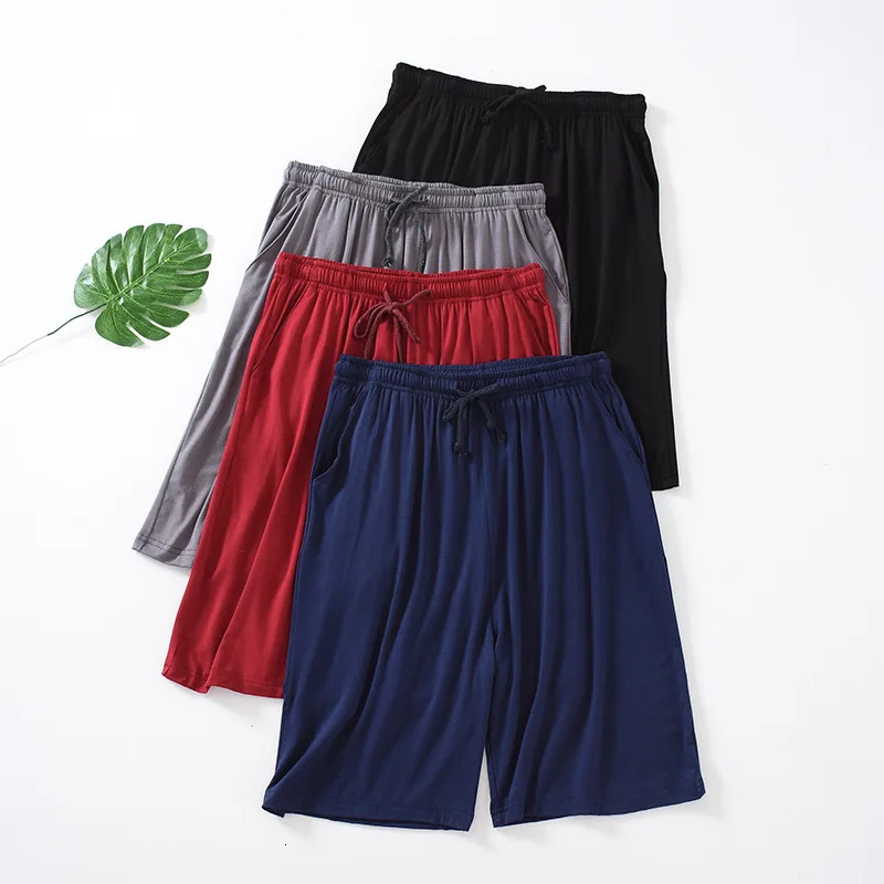 Modal mens summer slim fit five point family shorts loose casual plus size pajamas beach pants 250326