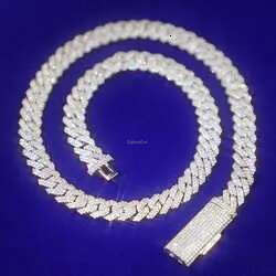 pass test 8-14mm wide GRA moissanite dia gold Sterg Sier cuban k chain for Men Hip Hop necklace