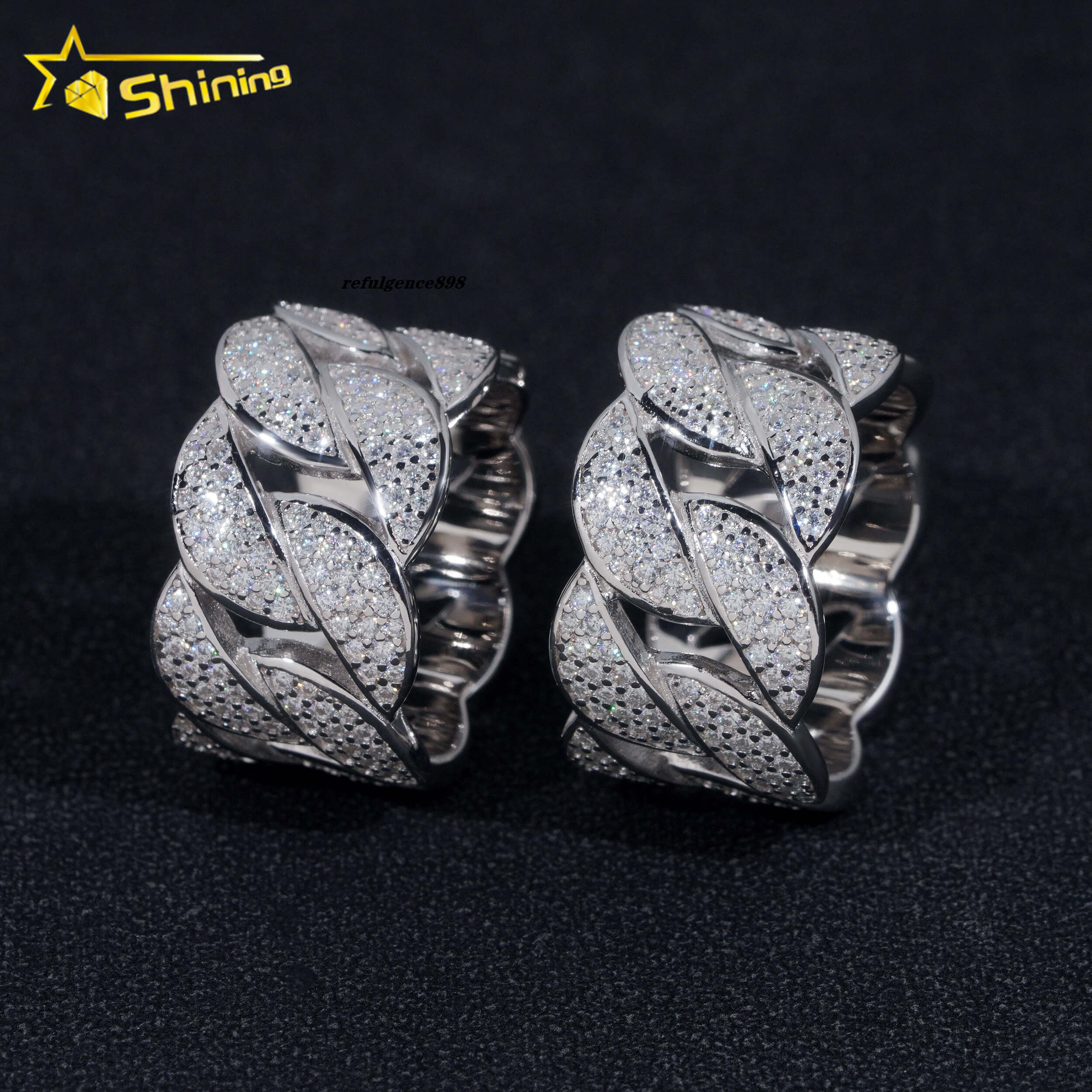Cuban Ring Gold Plated Fine Jewelry Fast Shipping GRA Moissanite 925 Silver Iced Out Hip Hop Mens Rings