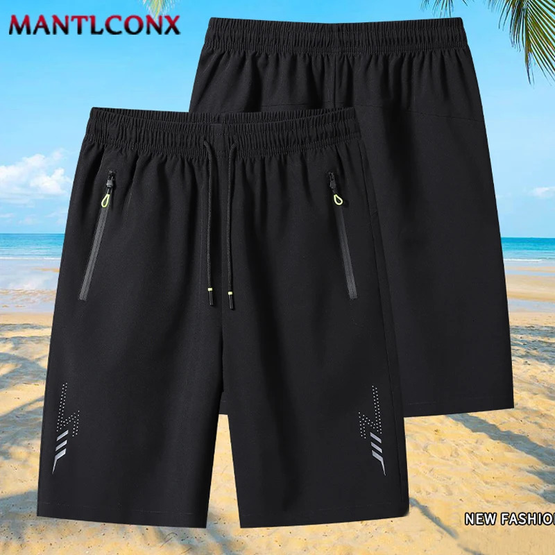Elastic waist exercise shorts summer mens quick drying gym fitness training running black 3XL 250322