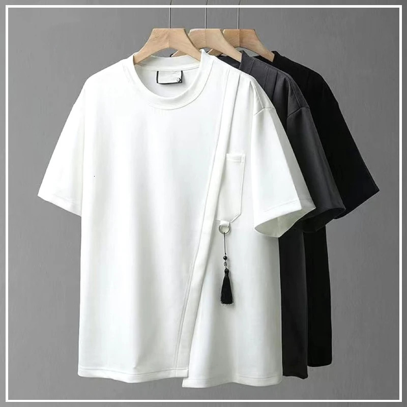 2024 Summer Chinese Style Irregular Heavyweight n Perception Trend Round Neck Fashion Multi Element Fashionable Mens Shorts 250326