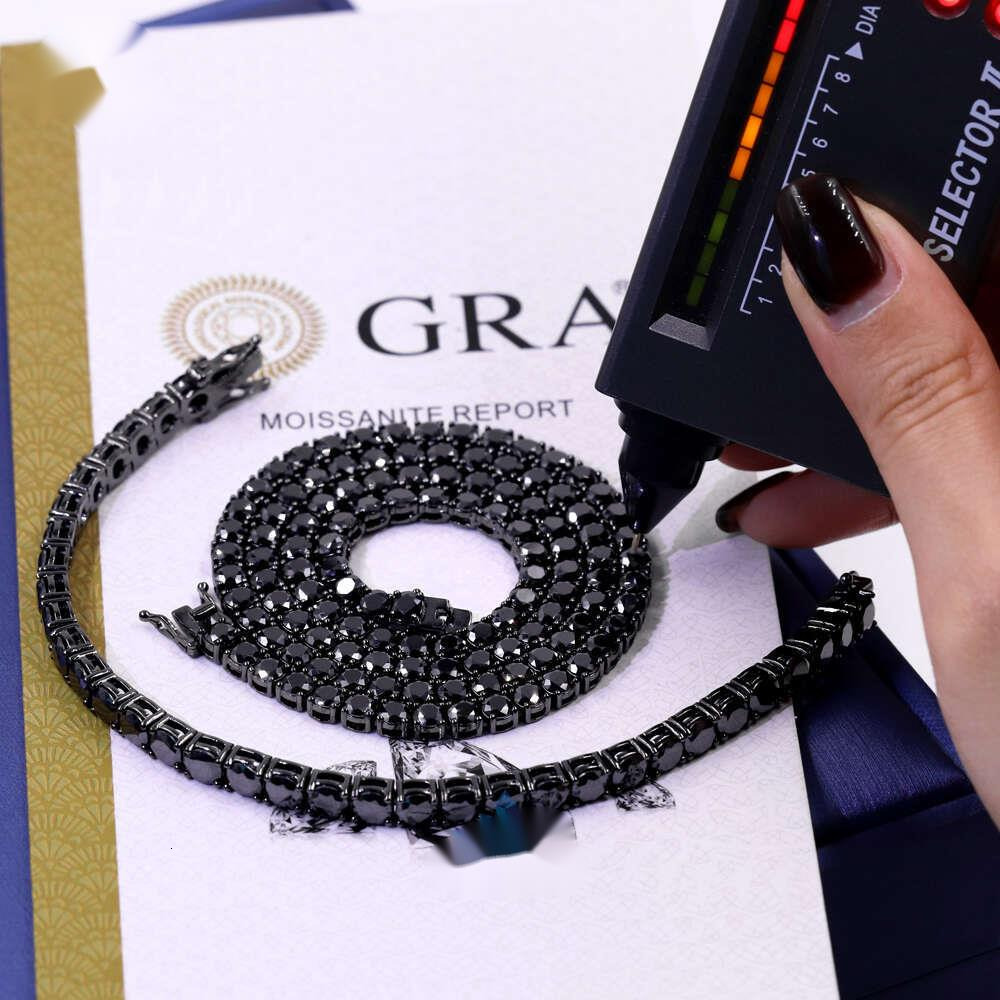 2mm 3mm 4mm 5mm 6.5mm iced out necklace sterg sier diamond black moissanite tennis chain