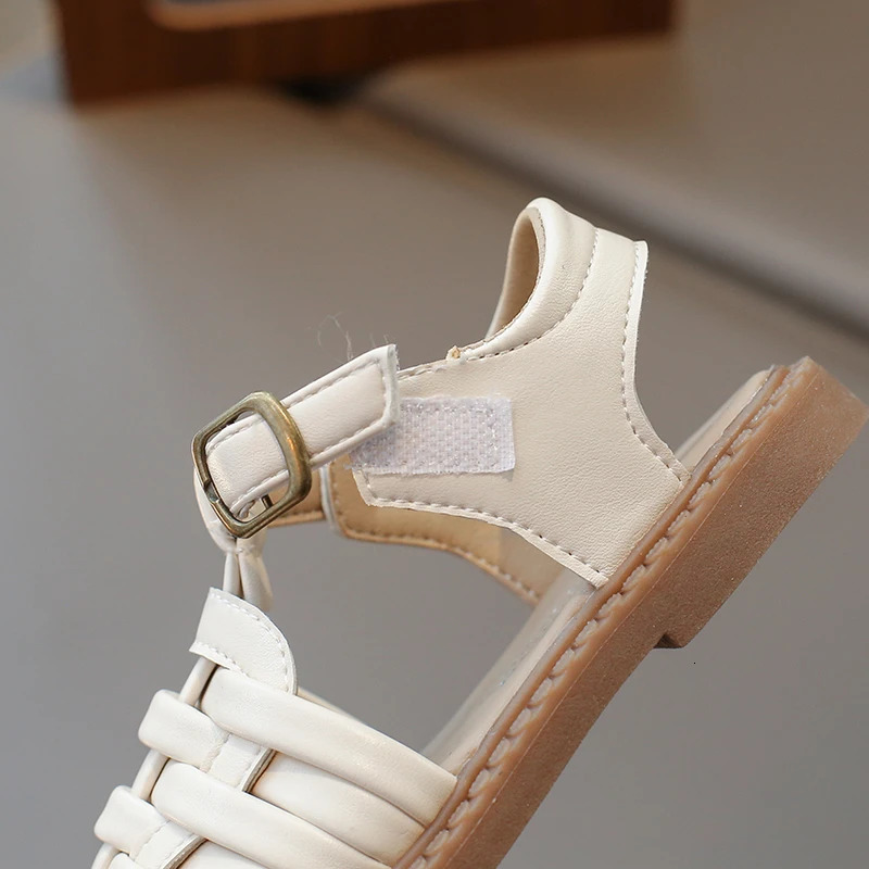 Unishuni Fashion Baby Boys Girls Sandals Children Braid Hollow-Out Summer Shoes Princess Kids Retro Soft Sole Casual Flats 22-31 250326