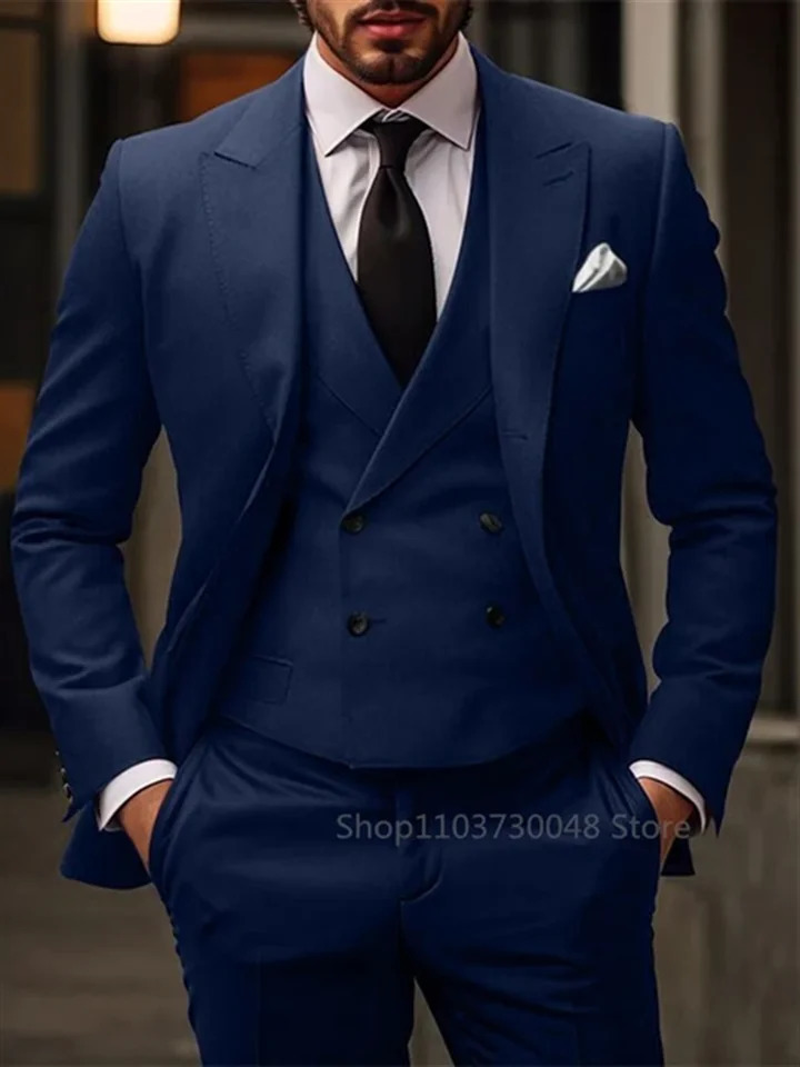 3 highquality rednavy blue suits for mens slim fit formal business office daily casual suit fashionable wedding party evening dress 250326