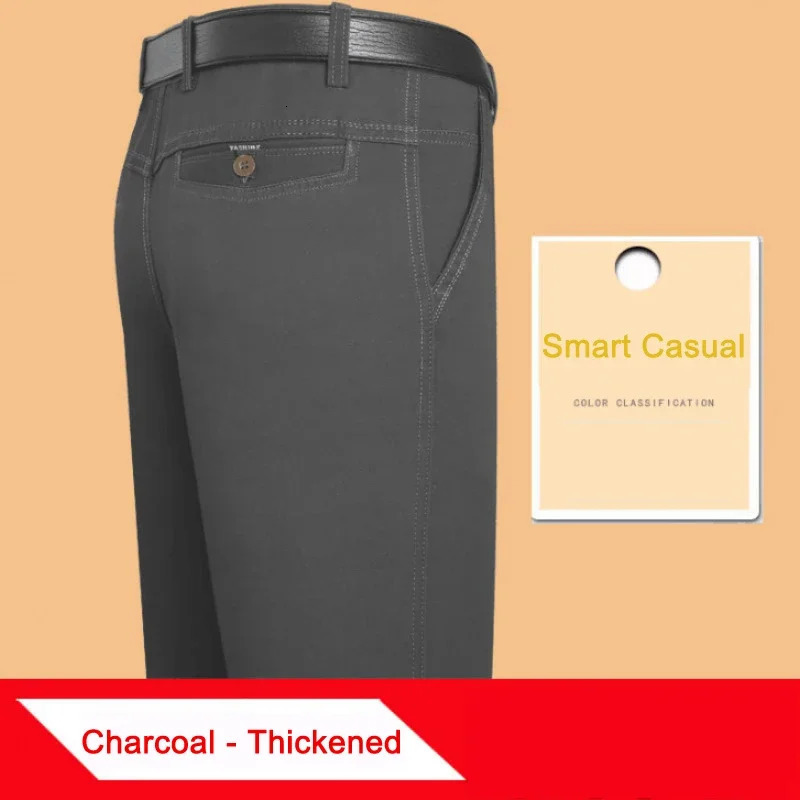 100% pure cotton summer and autumn mens casual pants fashionable black rice color temperature thickness Trouser intelligent set 250327