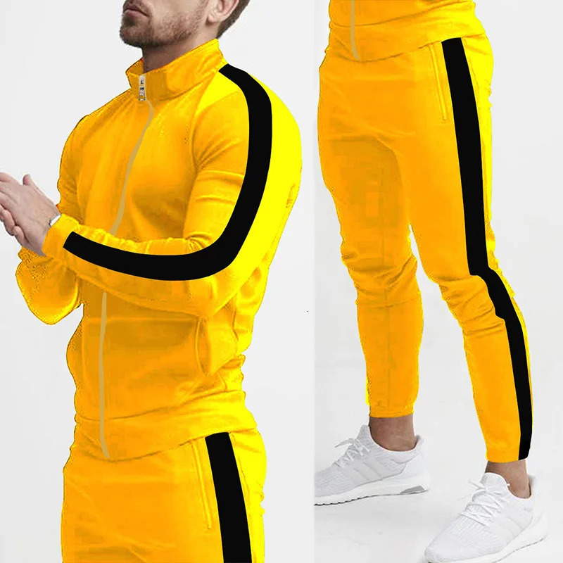 2025 autumn and winter casual mens sportswear color block clothing hooded fashion complete set 250326