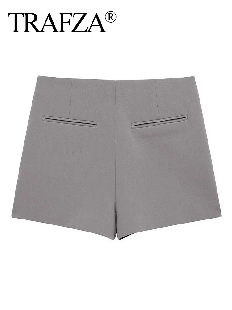 TRAFZA Womens Spring Fashion Elegant Culottes Solid Color High Waist Aline Asymmetric Side Zipper Ultra Thin Ski Pants 250326