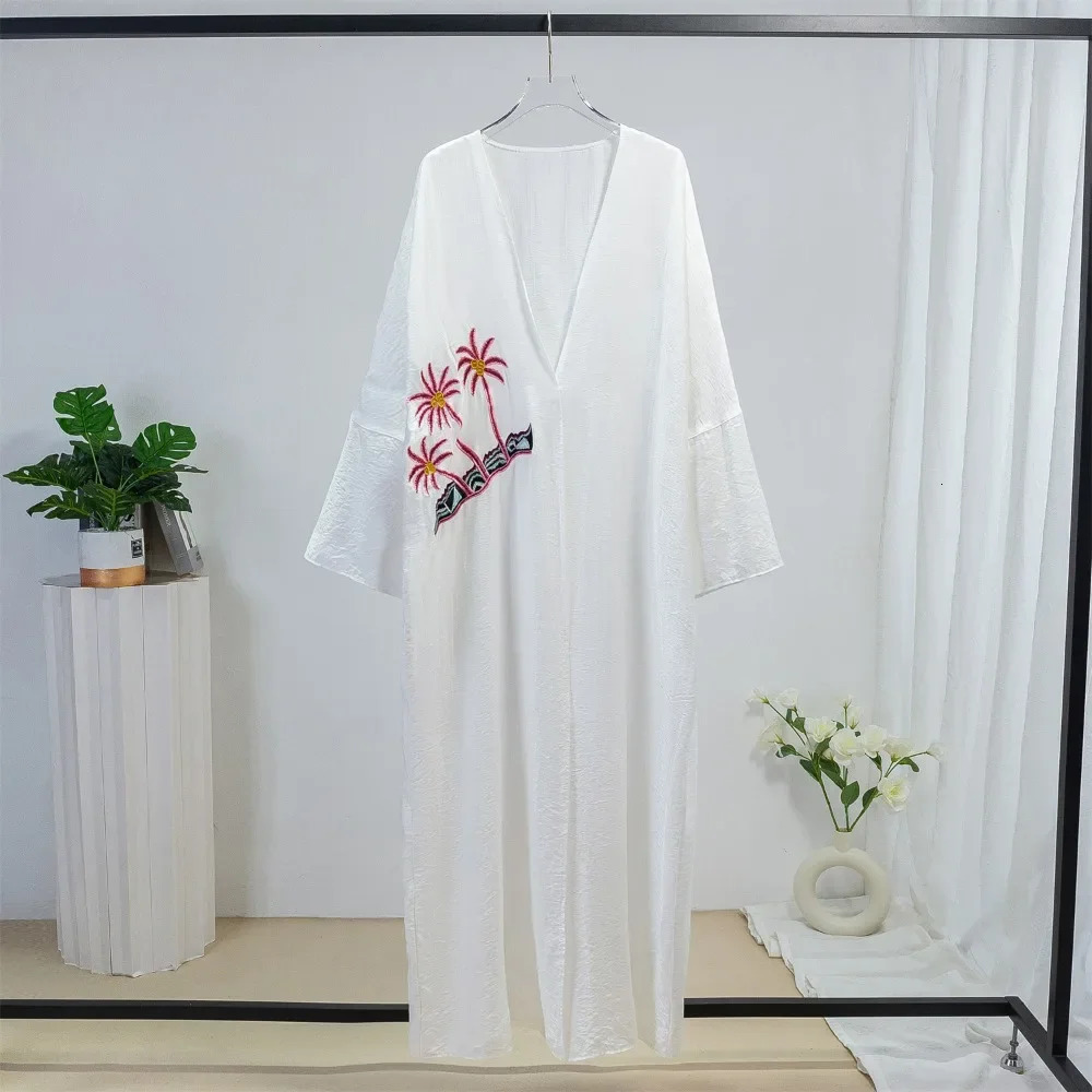 Middle East Open Front Abaya Muslim Full Sleeve Arab y Abayas Kaftan Loose Islamic Maxi Dress Womens Jilbab 250326