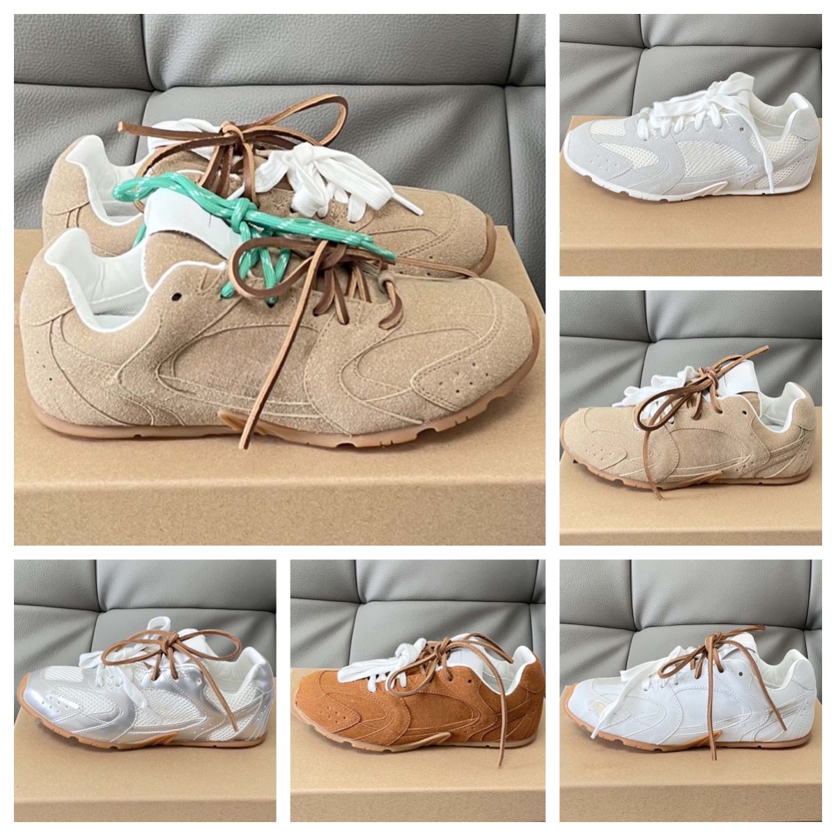 Designer Suede Sneakers Ultra Thin Sole Retro Womens Running Shoes Lightweight Breathable Trainers Eu 35-41