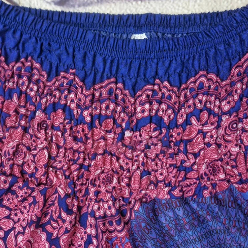 Boho Skirts Rayon Beach Skirt Summer Bohemian Jupe Long Womens Elastic Waist Printed Flower Belt Halter Hippie 250326