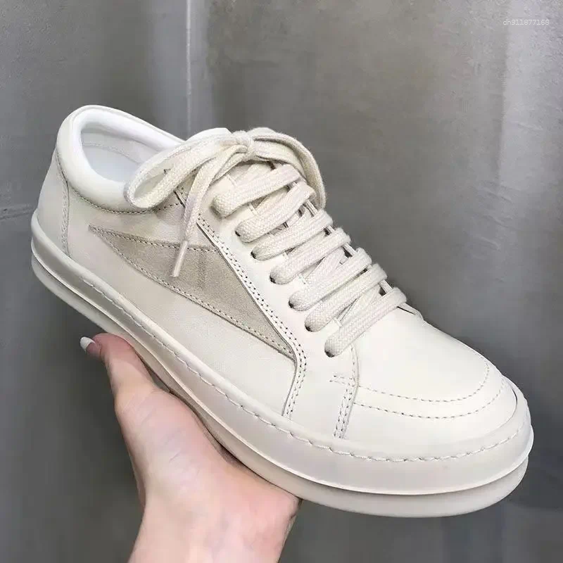 Casual Shoes Men Genuine Leather Fashion Designer Flat Skate Young Man Lace-up Sneaker
