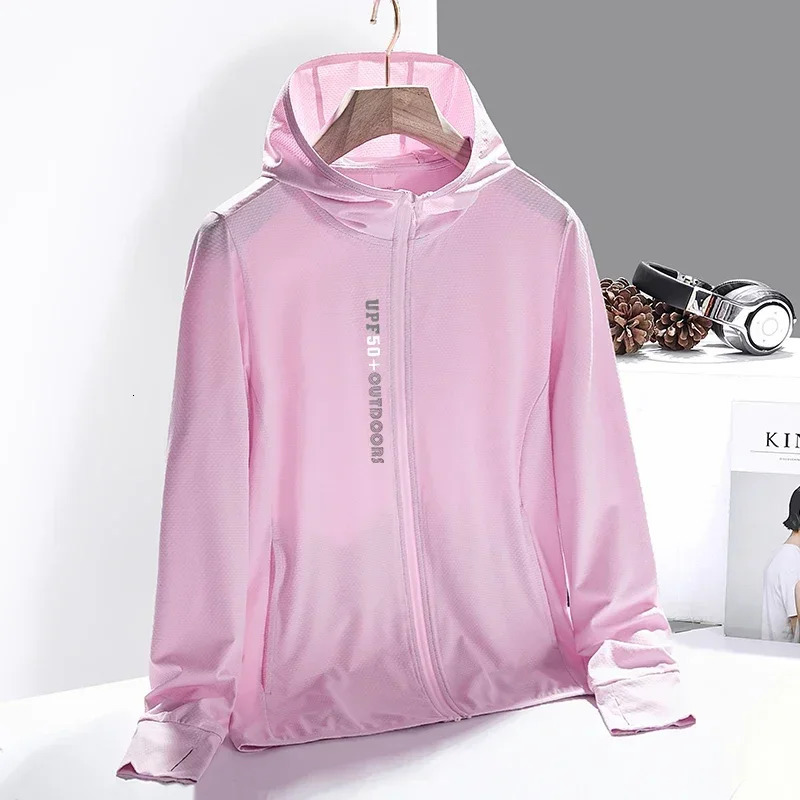 Outdoor hiking sun protection clothing summer mens cool jacket UV lightweight long sleeved hooded zipper shirt womens fishing 250327