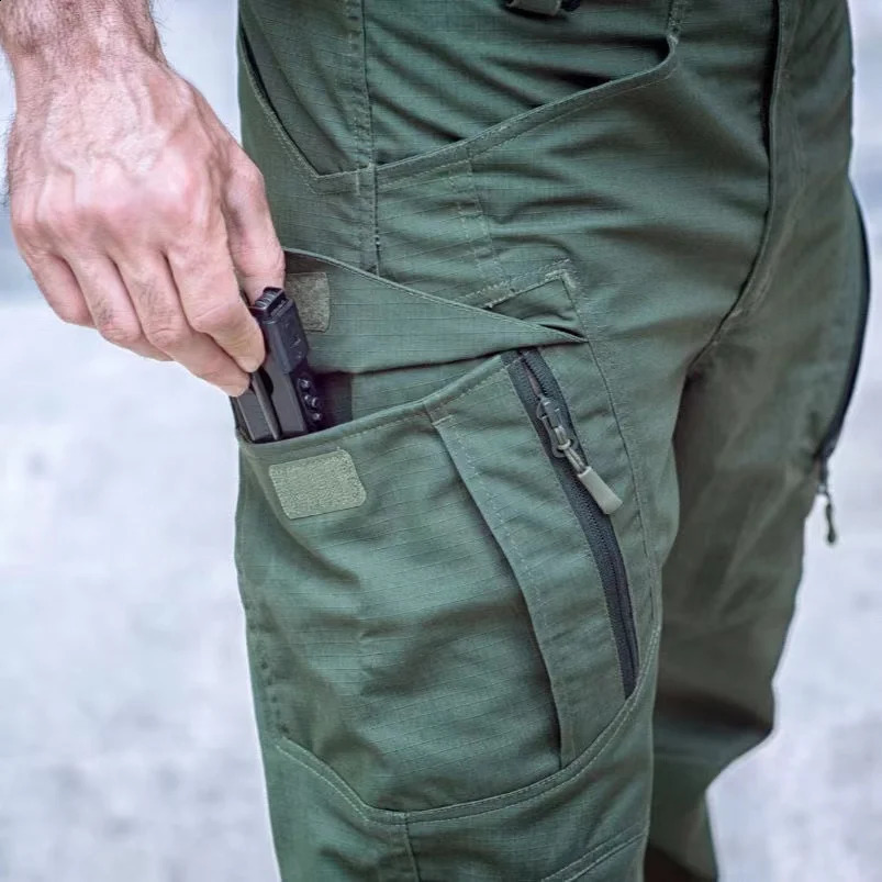 Mens Spring Autumn Tactical Cargo Elastic Pants Combat Trekking Hiking Camping Climbing Run Sport Cycling Work Outdoor Trousers 250317