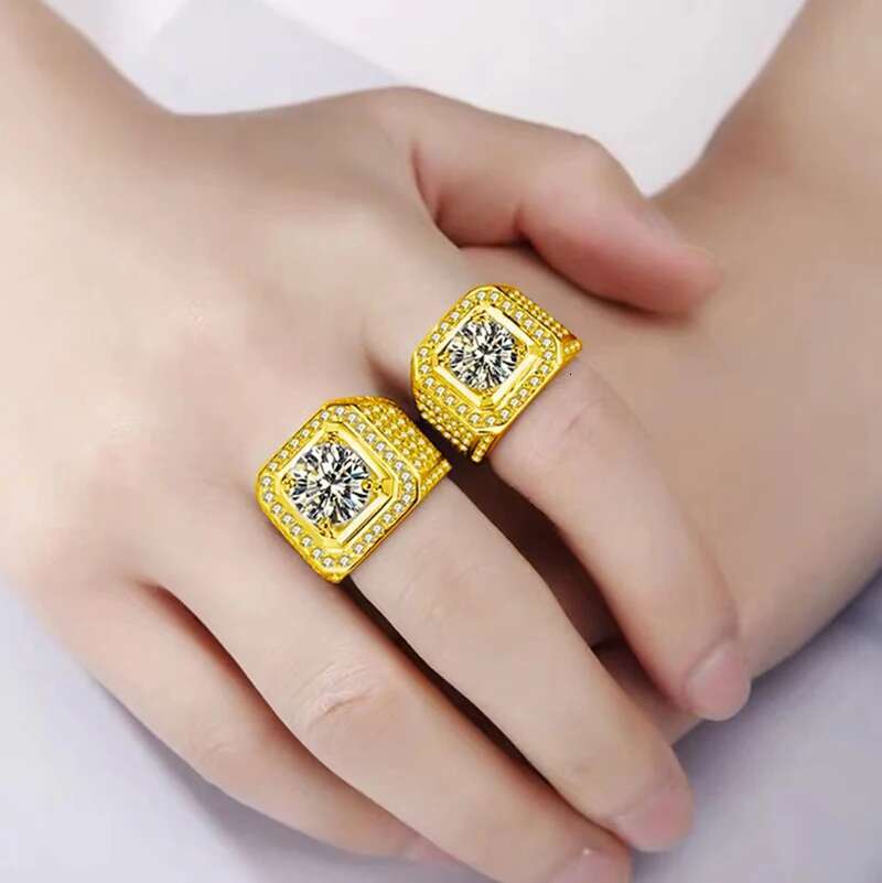 Mens ring 1ct-5ct Real Moissanite diamond pure silver 100% 9K gold 100% 18K gold