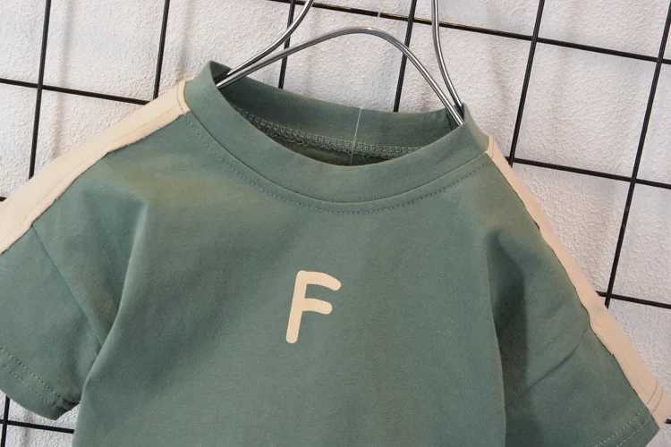 0-5-year-old boy simple Korean fashion T-shirt+baby summer cotton shorts setT250327