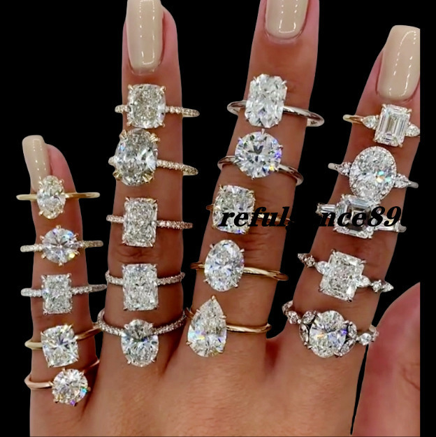 Fine Jewelry 925 Sterling Silver Engagement Rings VVS Fancy Cut Moissanite Diamond Ring Custom GRA Moissanite Ring For Women