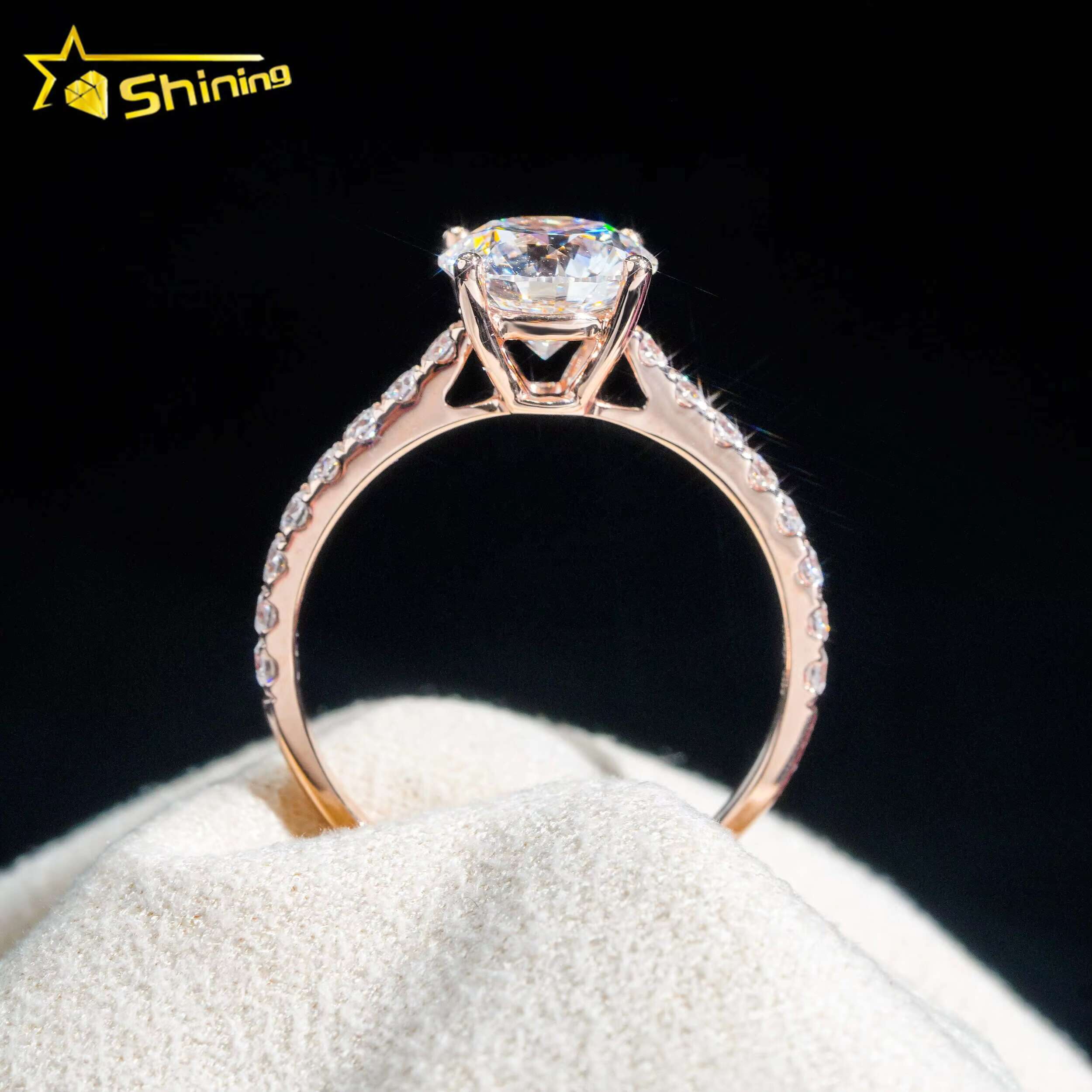 With GIA Certificate Women Jewelry Round Brilliant Cut 1.01ct 10K Real Gold D Color Lab Diamond Wedding Ring