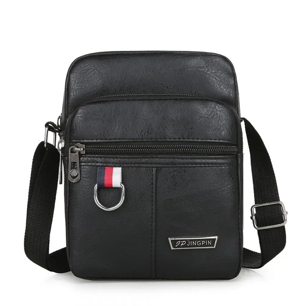 PU leather mens casual large capacity waterproof handbag brown black shoulder messenger bag 250326