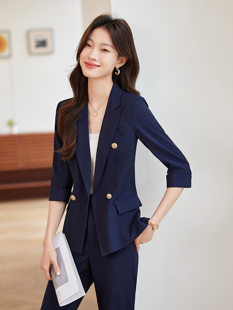 H3261Spring & Autumn Collection - Women's Korean Style Mid-Length Slim Suit Jacket