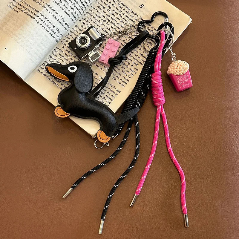 Original bag accessories popcorn rope pendant diy personality keychain Dachshund Sand ornament Retro Camera Widgets250325