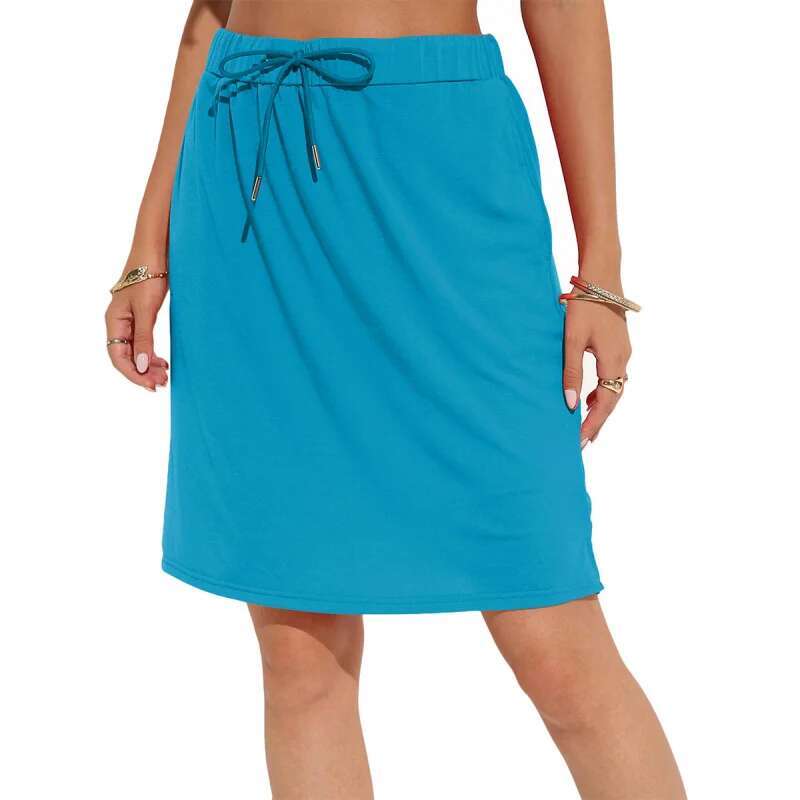 Dongdumaoyi Lente Zomer Dames Elegante Tie Taille Effen Kleur Casual Rok B