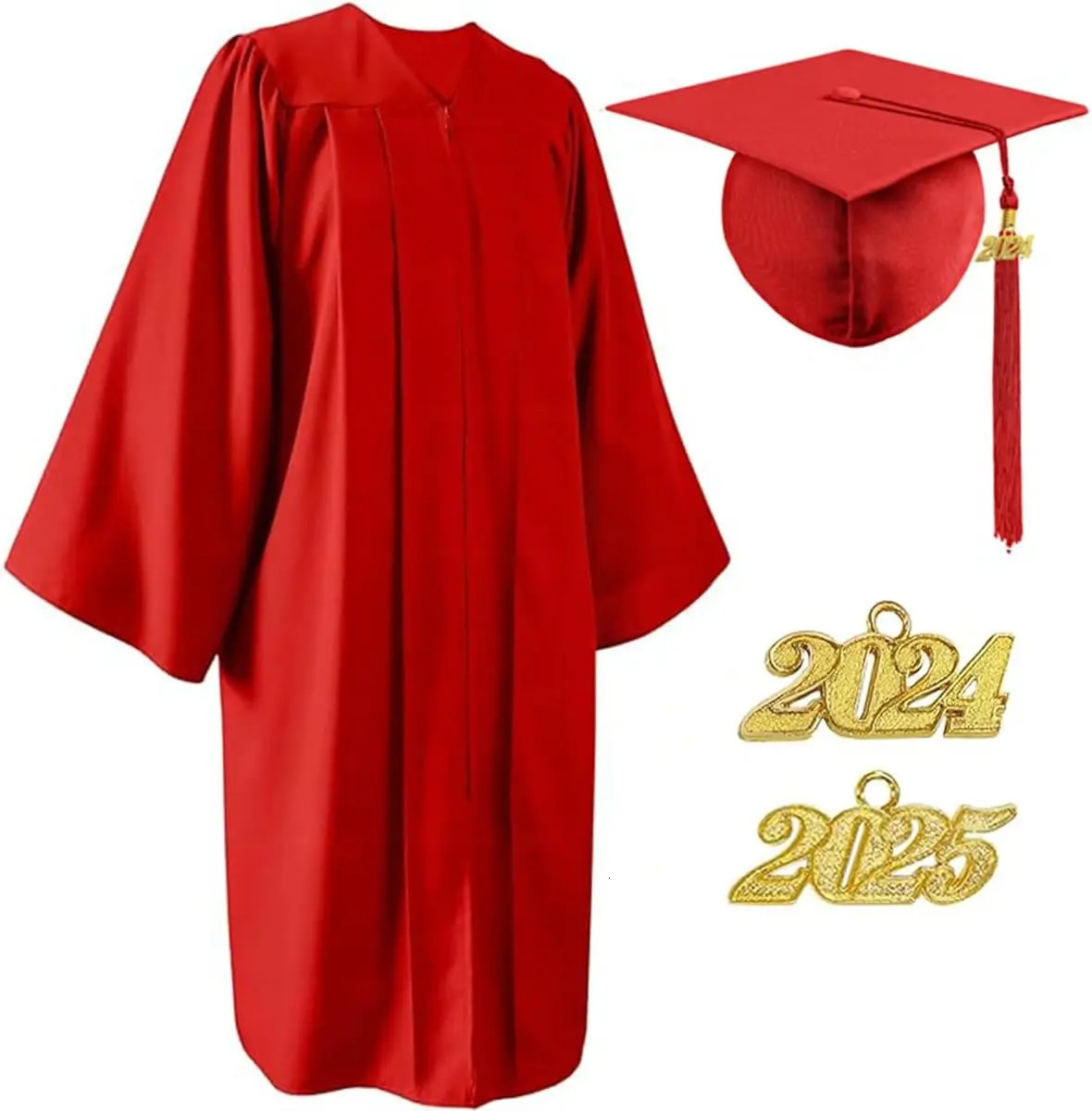 Neutral matte hat and dress with tassels used for high school graduate academic clothing uniform tops 250326