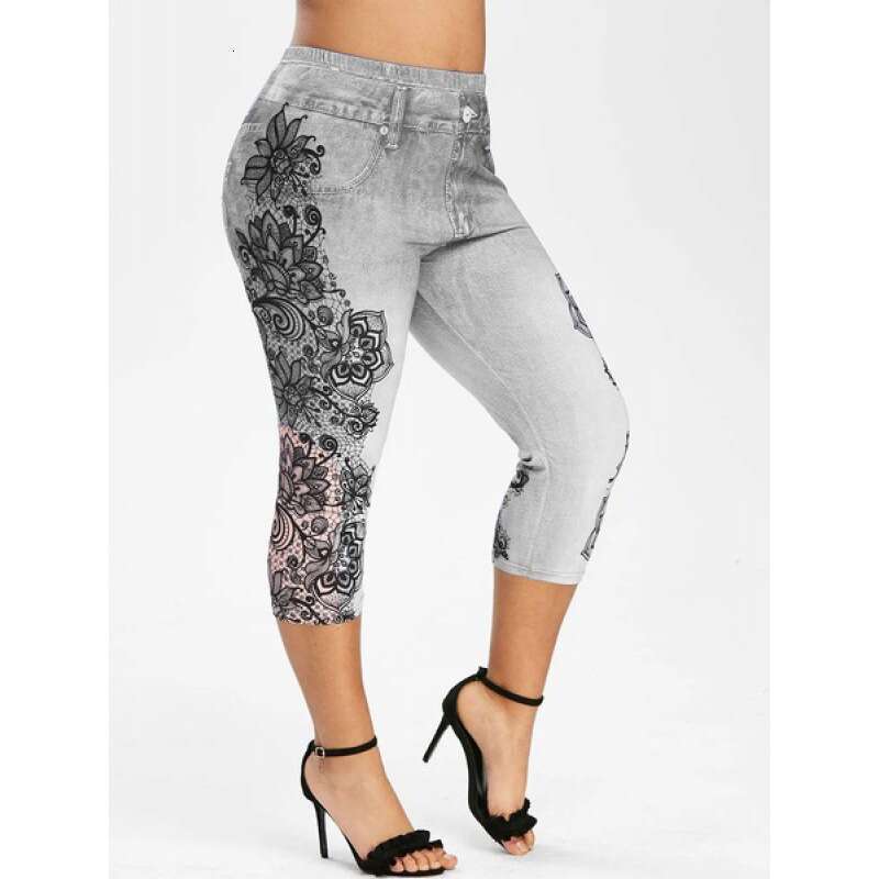 Women Yoga Pants Women S Printed Denim Sportswear Leggings Oversized Hip Lifting Yoga Pants