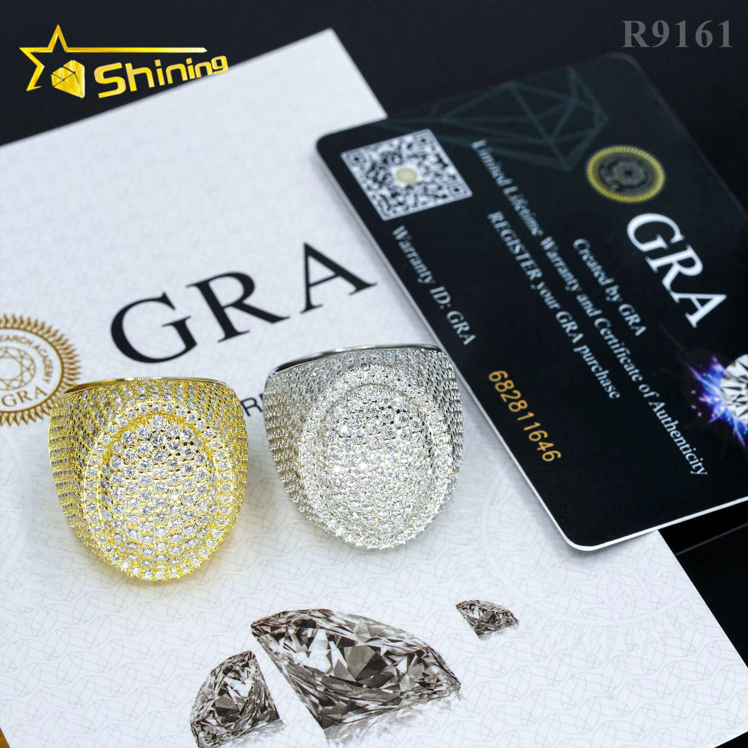Wholesale Factory Price Moissanite Jewelry 925 Silver Iced Out Diamond Men Rings Hip Hop Moissanite Ring