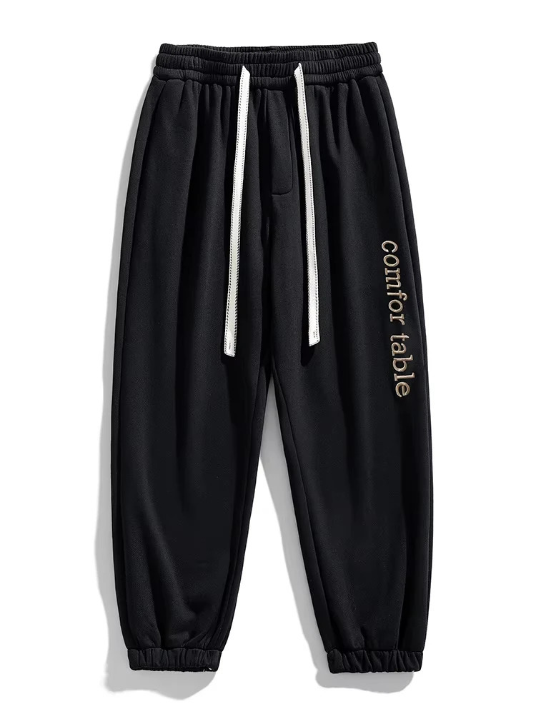 Large mens sports pants spring autumn casual bag jogging string with solid color shirt cotton loose Trouser 8XL 250327