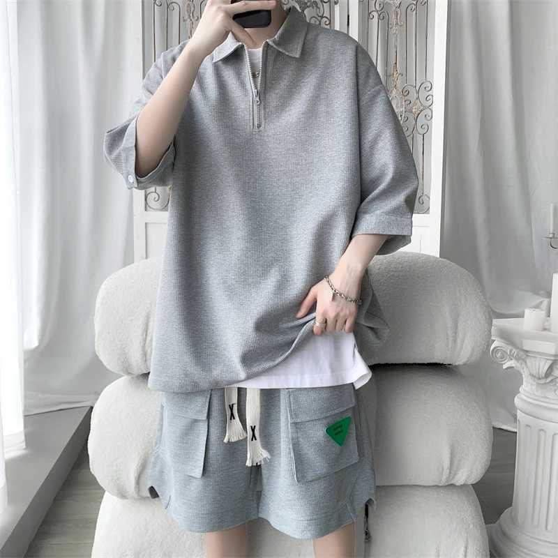 Ropa Hombre Fashion Waffle Mens Wear Large Loose Casual Mens Wear Korean Designer Luxury Mens Wear 5XL-MXJ250326
