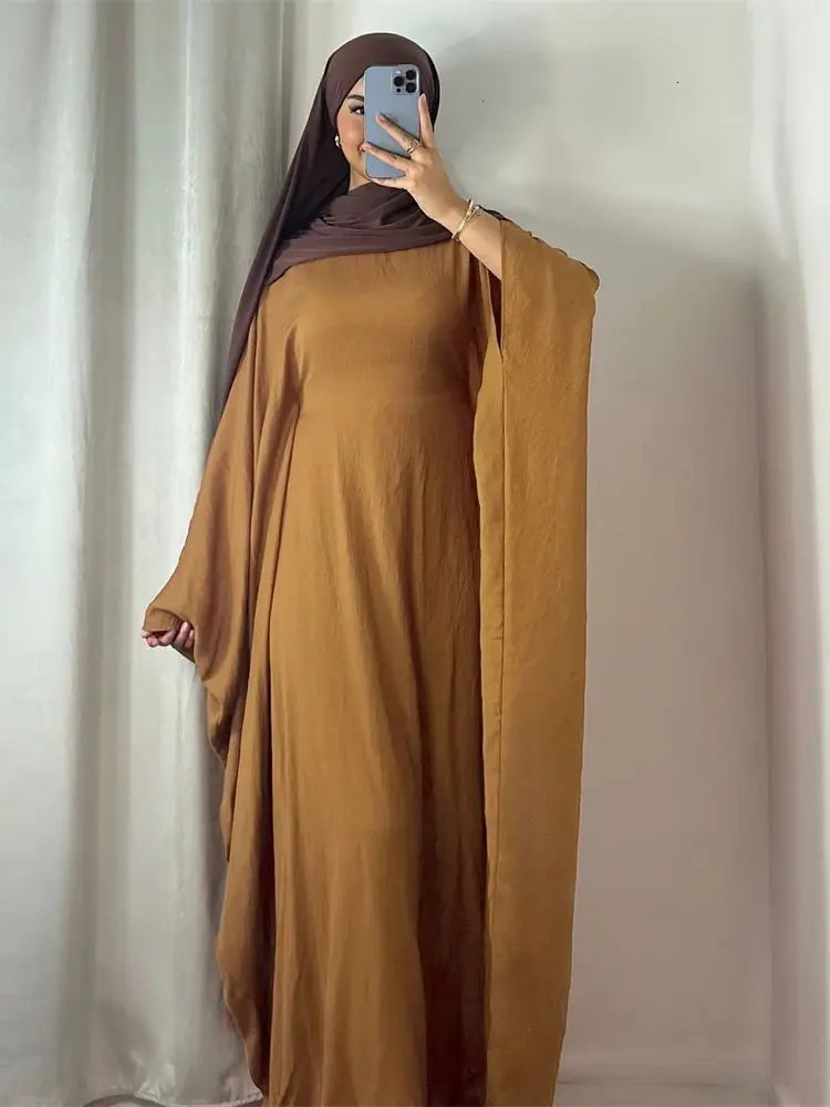 Ramadan Eid al Fitr Soft Crepe Khimar Batwing Abaya Dubai Islamic Muslim Humility African Womens Clothing 250326
