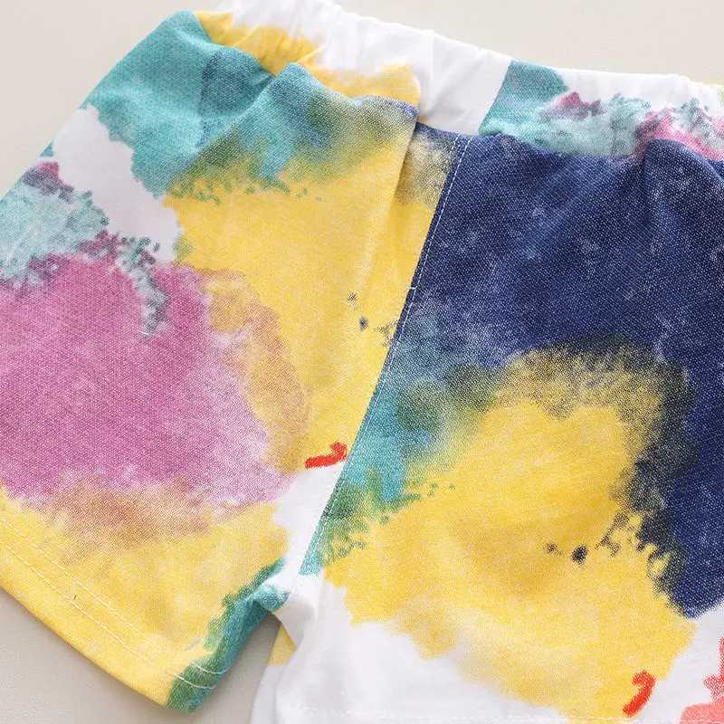 Summer childrens boys girls cotton clothing fully printed colored vest toddler clothing baby tracksuit baby casual suitT250327