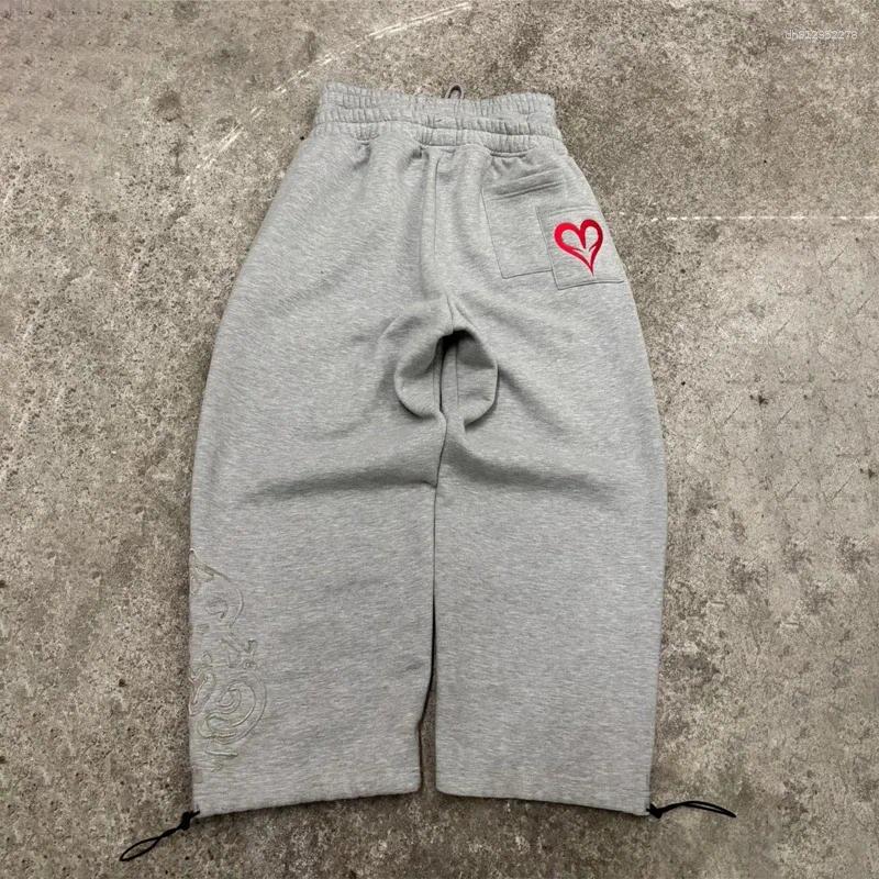 Men's Pants Y2K Double Waist Jogger Men Poker Embroidery Pattern Sagging Street Hip Hop Gym Sportwear Unisex Baggy Sweatpants