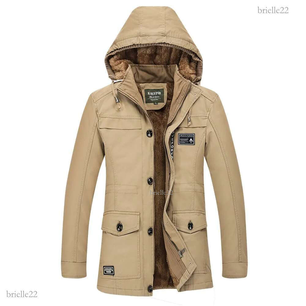Winter jacket Men's Winter Medium Length Hoodie Plus Size Thicken Cotton Windbreaker Coat #1023 A#733