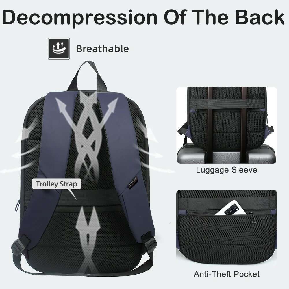 Hcankcan Business Men Expandable Travel Slim Casual 15.6 Inch Laptop Bag Waterproof Daily Work School Backpack