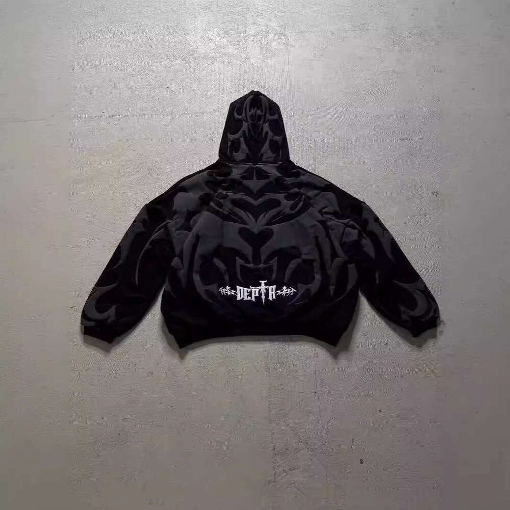 American Spring New Foam Printed Street Dark Harajuku Unisex Loose Zipper Hoodie gift for man