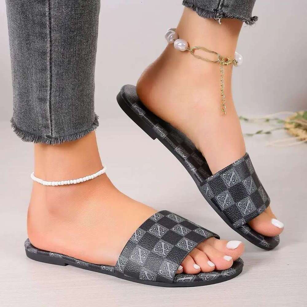 2025 Free Shipping new designer slippers flat sandals Checkered shoes slides womans sandal Slipper woman Outdoor casual szie eur 36-43 dh3138027