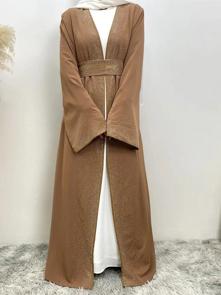 Dubai Open Black Muslim Kimono on Eid al Fitr Abaya Damen Islamic Abayas Womens Dress Ka Robe Women Musulmane Kaftan 250326