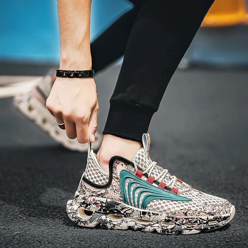 Designer Shoes For Summer 2025 New Sports Men's Shoes With Mesh Surface Breathable Anti Slip Deodorizing Fashionable Men's Running Shoes