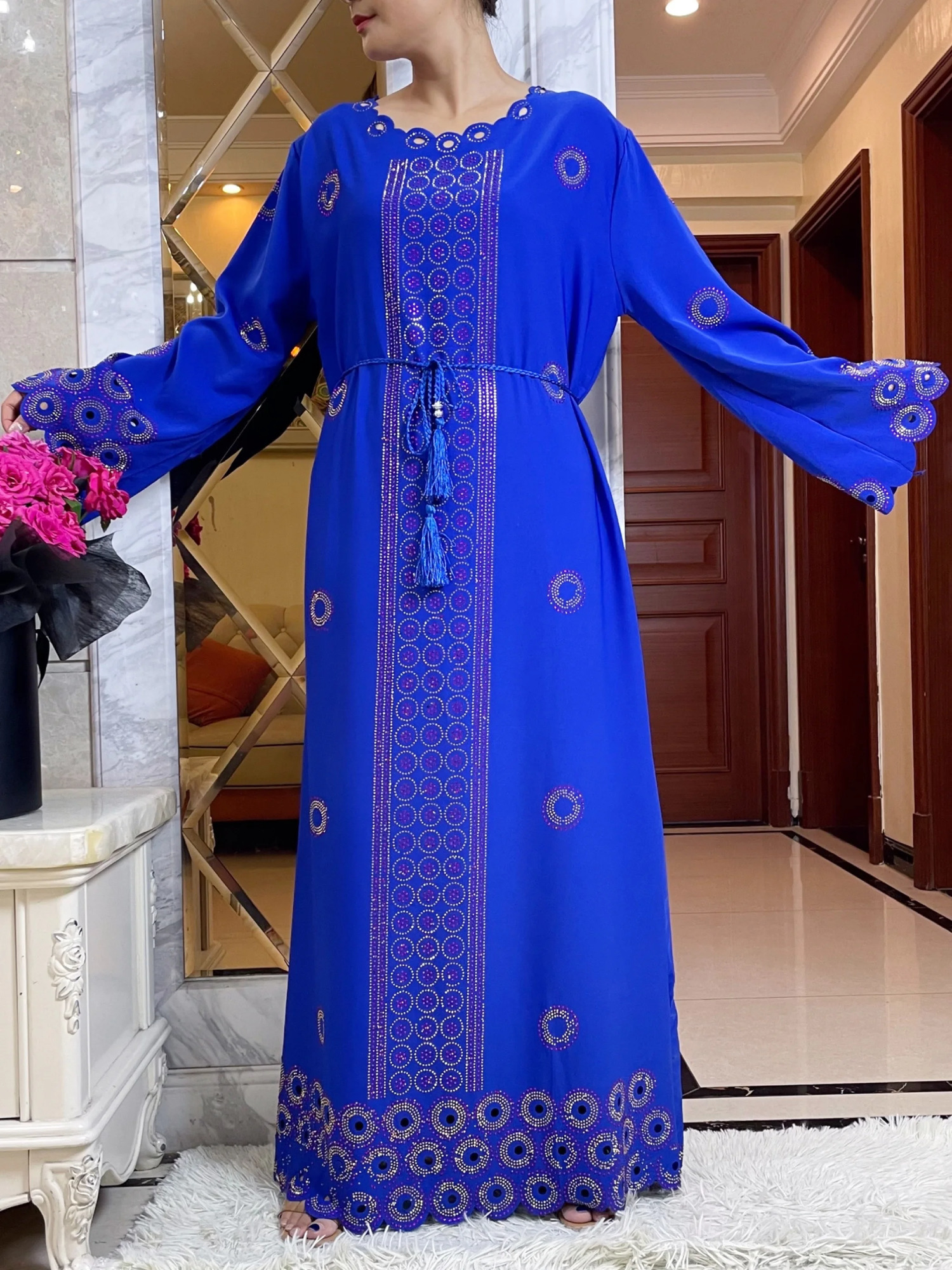 Autumn Womens Elegant Dress Dubai Party Clothing Long Sleeve Dashiki Muslim High Comfort Fabric African Abaya 250326