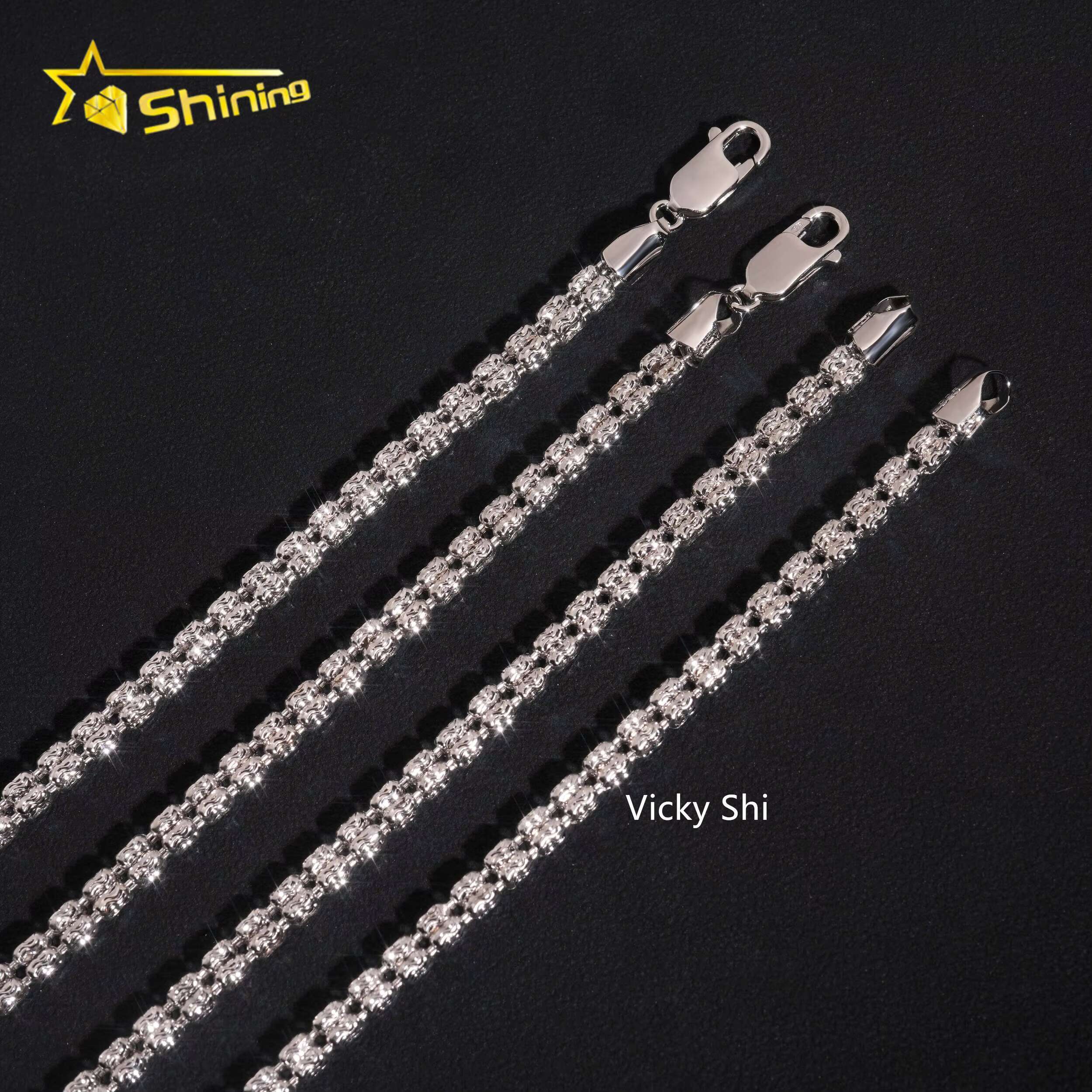 Best Selling 925 Sterling Silver Jewelry 4MM Rope Chain Beads Hip Hop Necklace Men Franco Chain Cuban Link